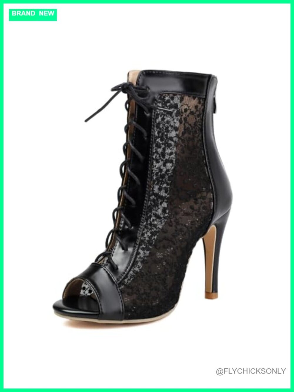 Lace Up Peep Toe Stiletto Heel Dance Booties Ankle Boots